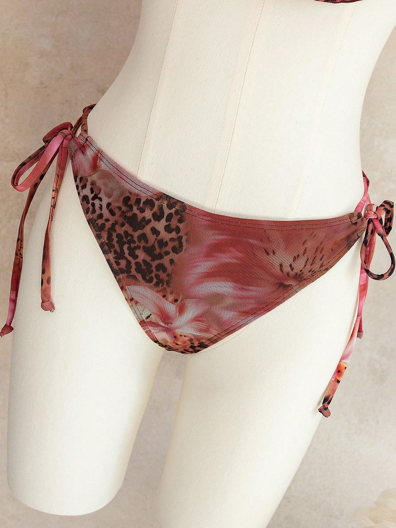Bellisia Women's Pink Summer Casual Flowy Beach Holiday Vacation,Leopard Print & Floral Ruffled Camisole & Swimwear Set, Fashion Holiday Outfit