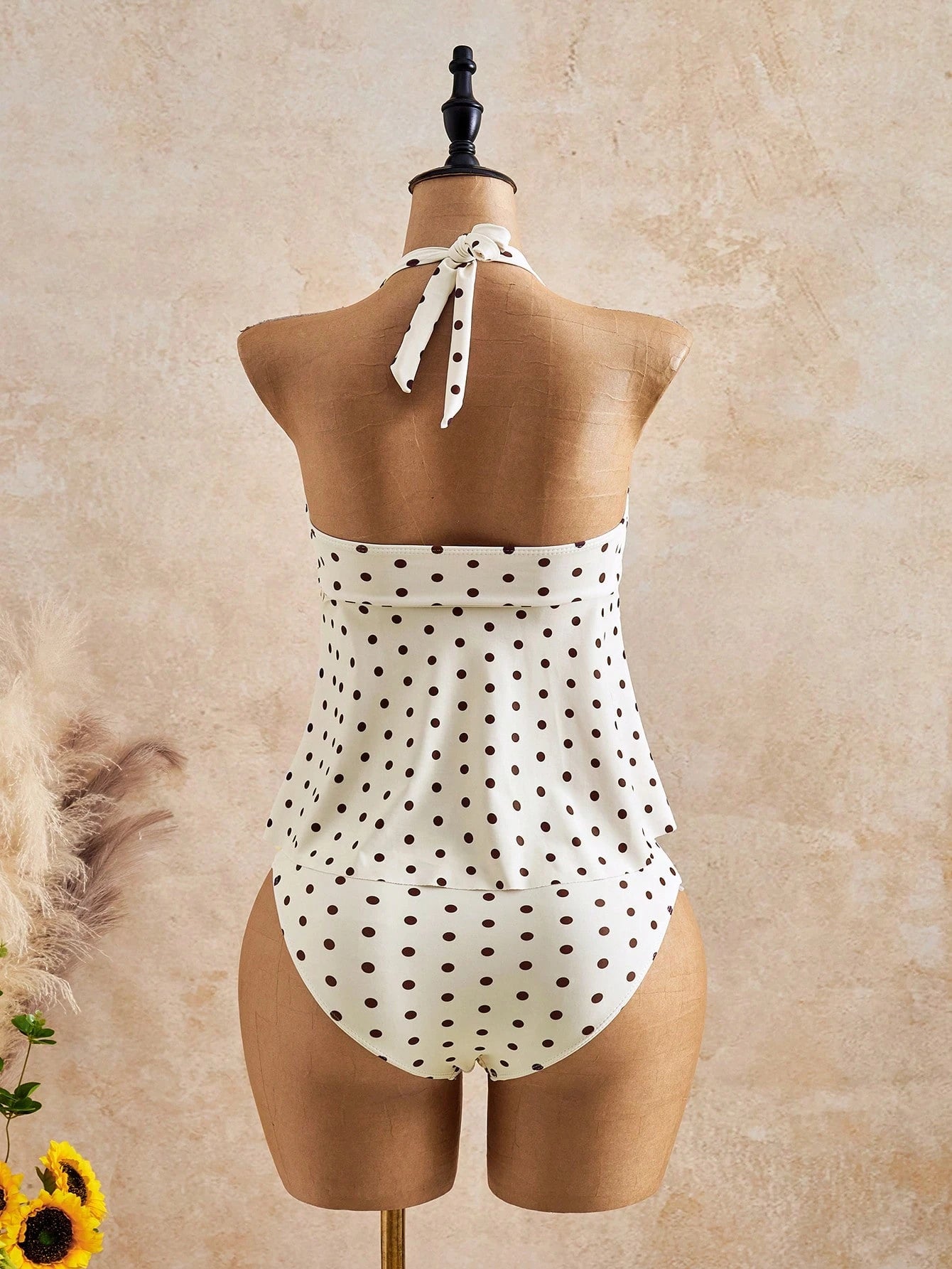 Bellisia Women's Spring/Summer New Separate High-End Swimsuit With Random Print And Halter Neck Design