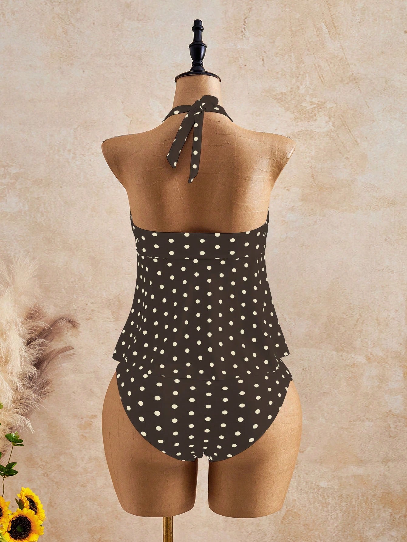 Bellisia Women's Spring/Summer New Separate High-End Swimsuit With Random Print And Halter Neck Design