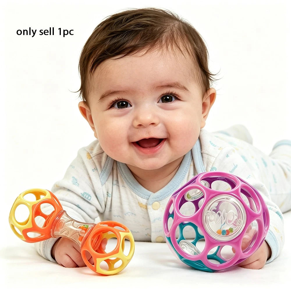 Best Newborn Gift: Soft Grip Ball Rattle- Sensory Development Toy To Exercise Hand Grip Strength