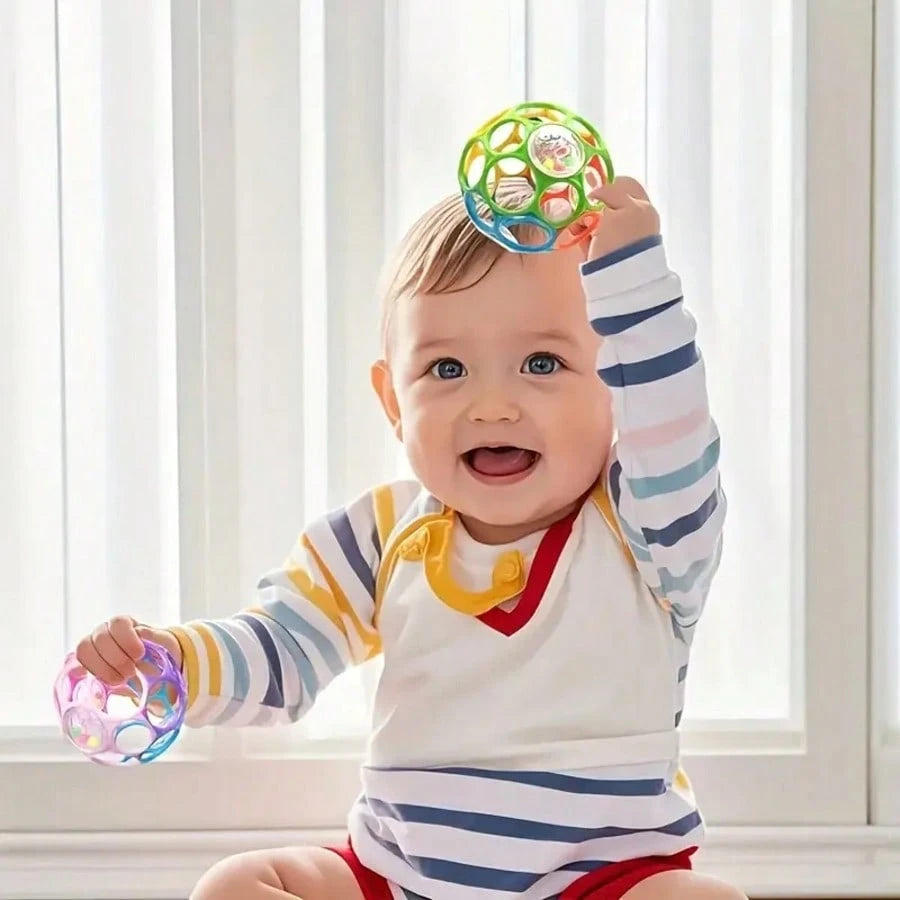 Best Newborn Gift: Soft Grip Ball Rattle- Sensory Development Toy To Exercise Hand Grip Strength
