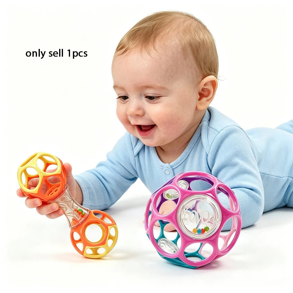 Best Newborn Gift: Soft Grip Ball Rattle- Sensory Development Toy To Exercise Hand Grip Strength