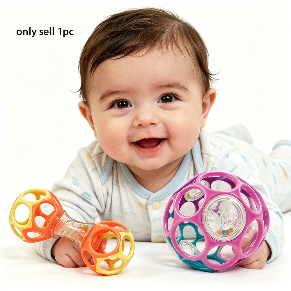 Best Newborn Gift: Soft Grip Ball Rattle- Sensory Development Toy To Exercise Hand Grip Strength