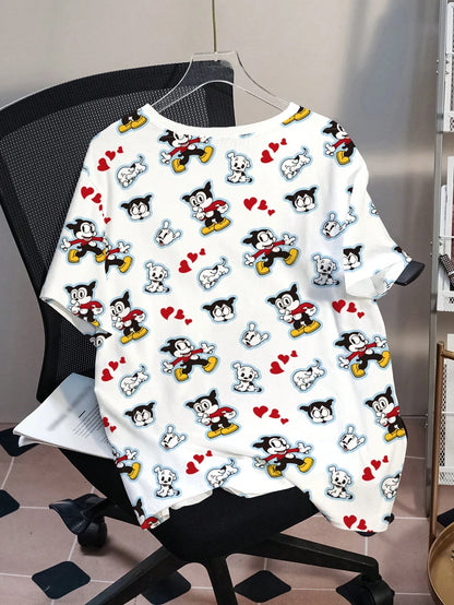 Betty Boop x Plus Size Women Round Neck Short Sleeve Casual T-Shirt