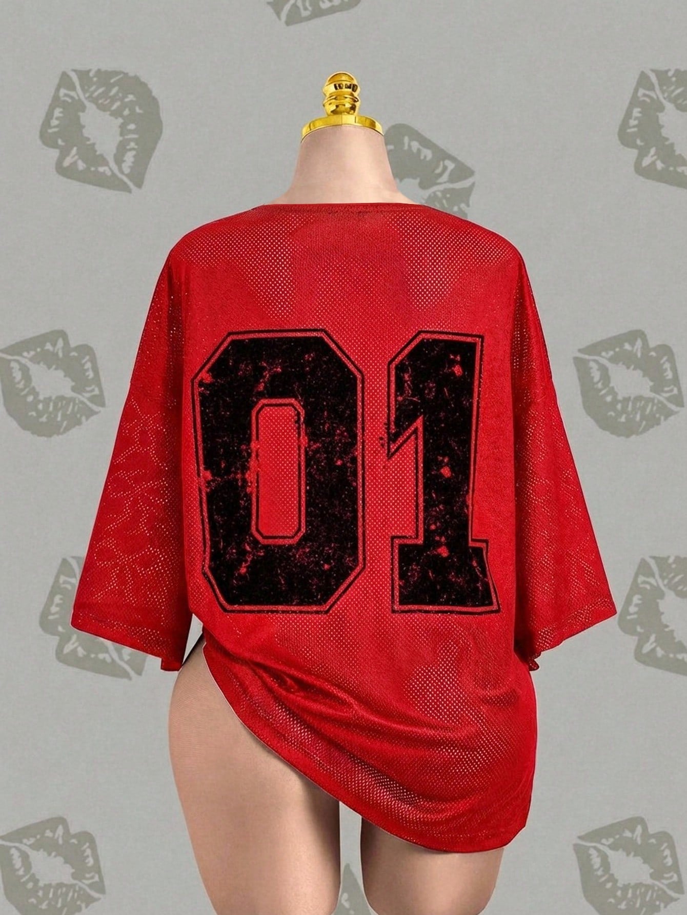 Betty Boop x Plus Size Women V-Neck Lace Bow Cartoon Print Casual Versatile Daily T-Shirt Mesh Top Women Red Casual Shirt Anime T Shirt Women Oversized T-Shirt Y2k Clothes Red Shirt Y2k Tops