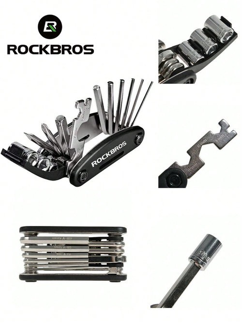 Bicycle Repair Combination Tool Multifunctional Folding Kit Black Bicycle Multifunctional Tool 16-In-1 Folding Repair Kit Black ﻿