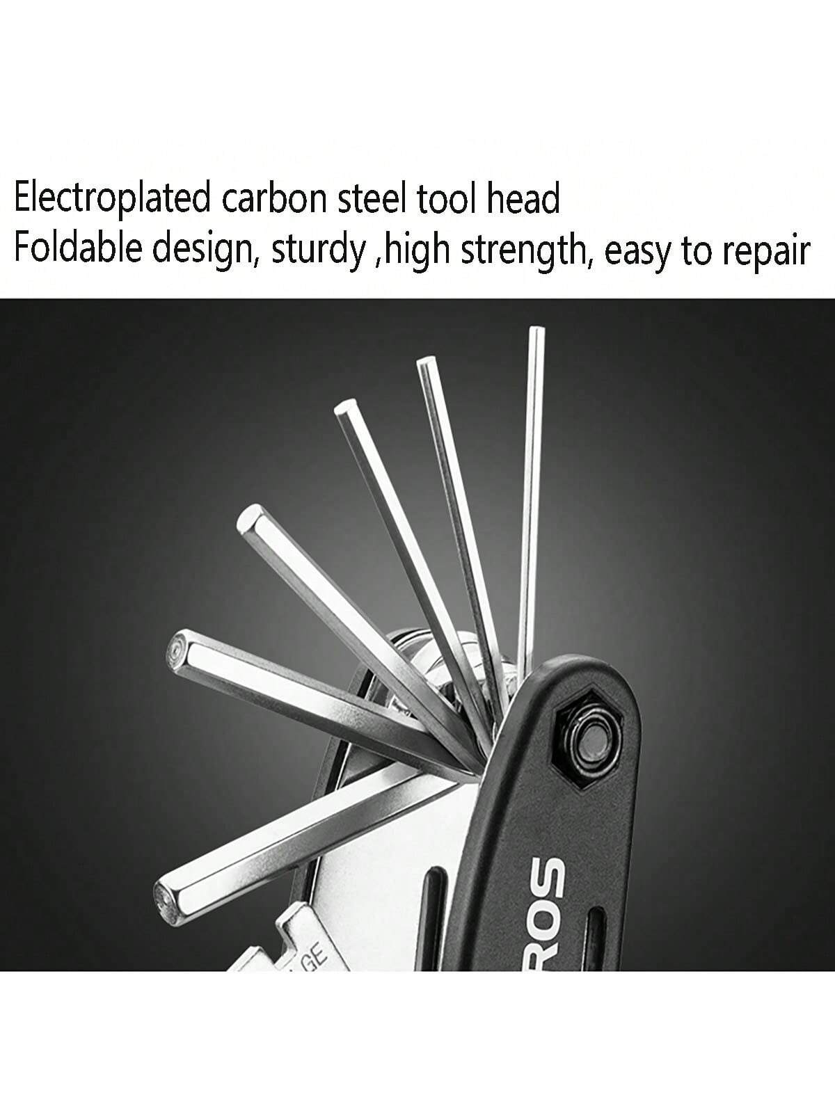Bicycle Repair Combination Tool Multifunctional Folding Kit Black Bicycle Multifunctional Tool 16-In-1 Folding Repair Kit Black ﻿