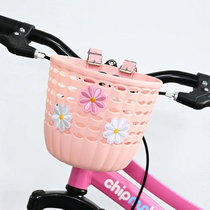Bicycle, Scooter, Stroller, Balance Bike Cute Embroidered Floral Leather Basket, Quick Fastening