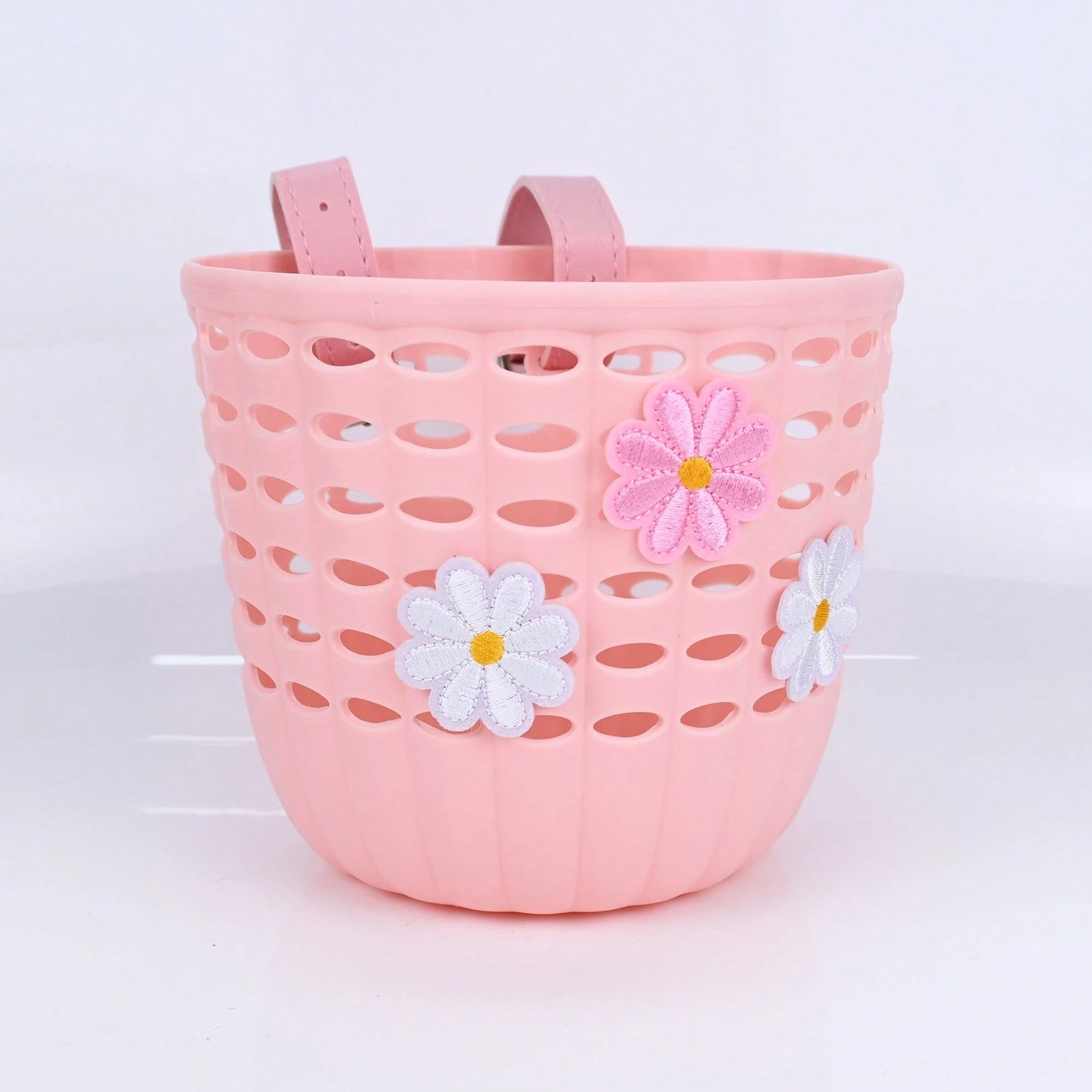 Bicycle, Scooter, Stroller, Balance Bike Cute Embroidered Floral Leather Basket, Quick Fastening