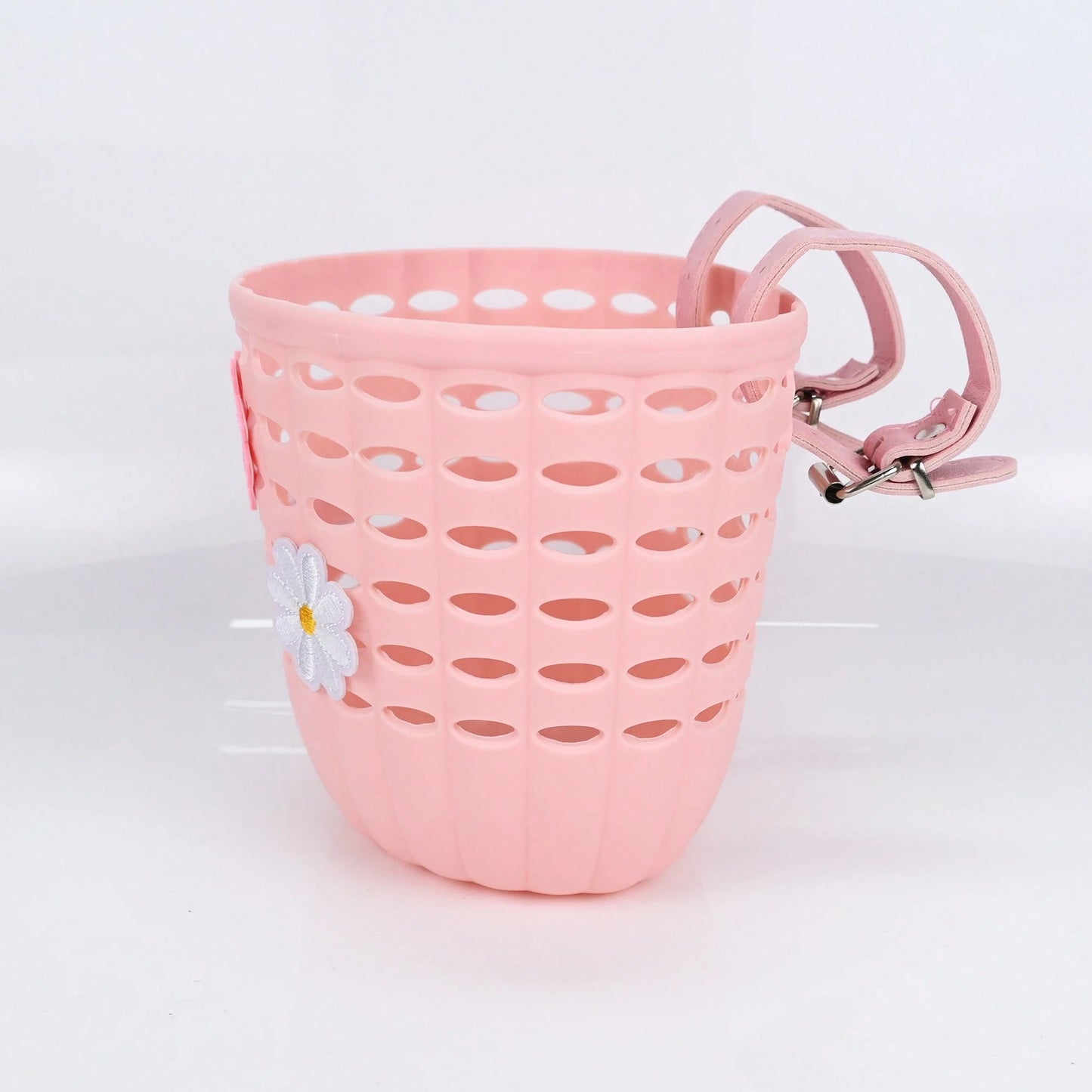 Bicycle, Scooter, Stroller, Balance Bike Cute Embroidered Floral Leather Basket, Quick Fastening