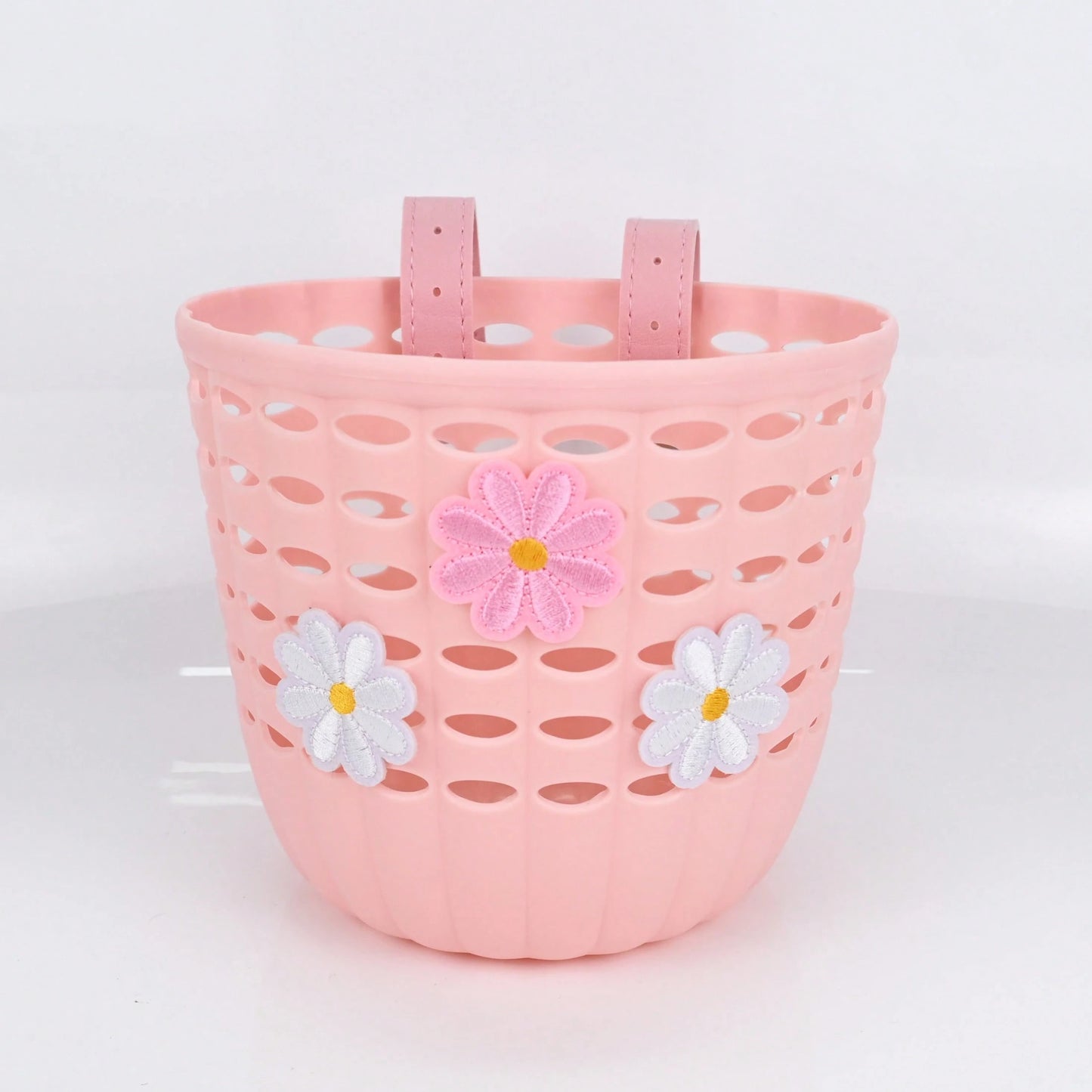 Bicycle, Scooter, Stroller, Balance Bike Cute Embroidered Floral Leather Basket, Quick Fastening