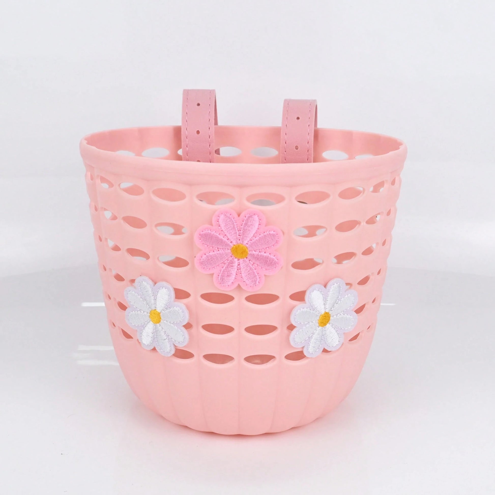 Bicycle, Scooter, Stroller, Balance Bike Cute Embroidered Floral Leather Basket, Quick Fastening
