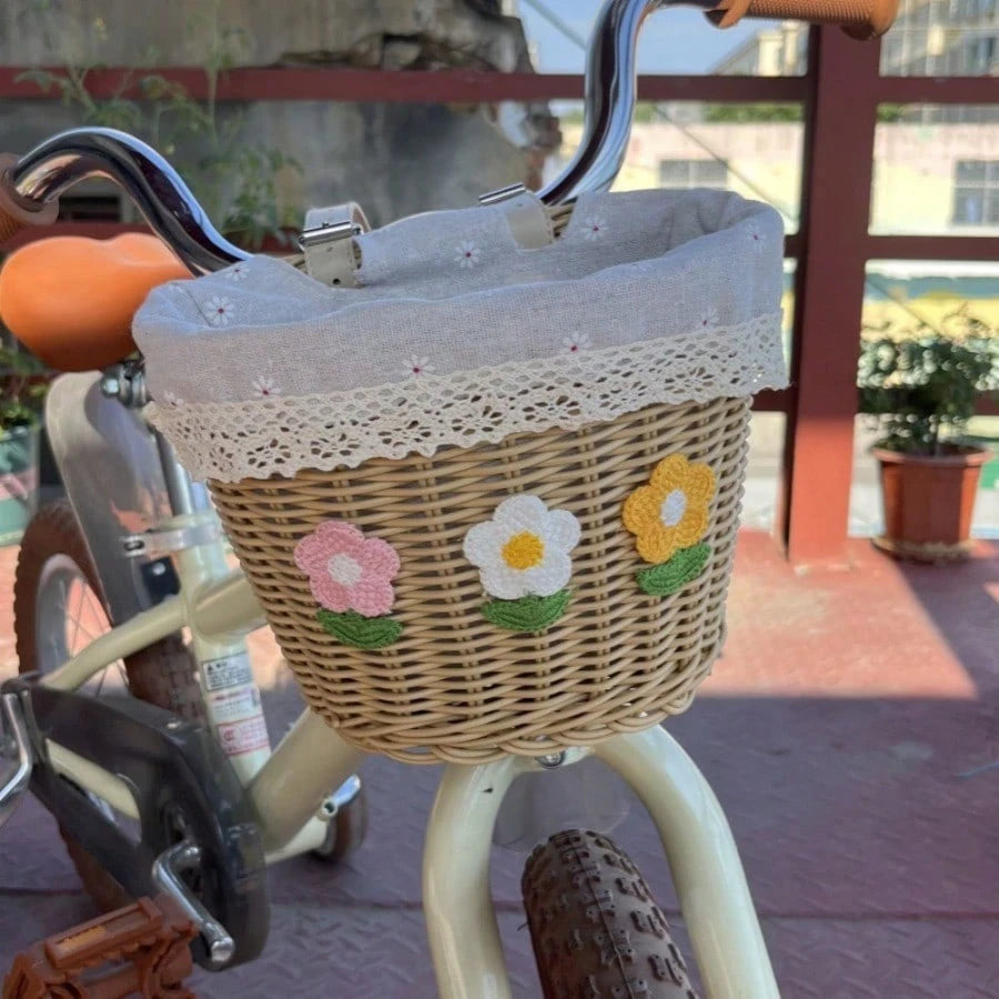 Bicycle Storage Basket- Cute Duo Basket- Large Capacity Bicycle Front Car Woven Basket- Unique Shape, Strong Material, Firm Bottom- Suitable For Bicycle Mountain Bike Front Car Basket Accessories