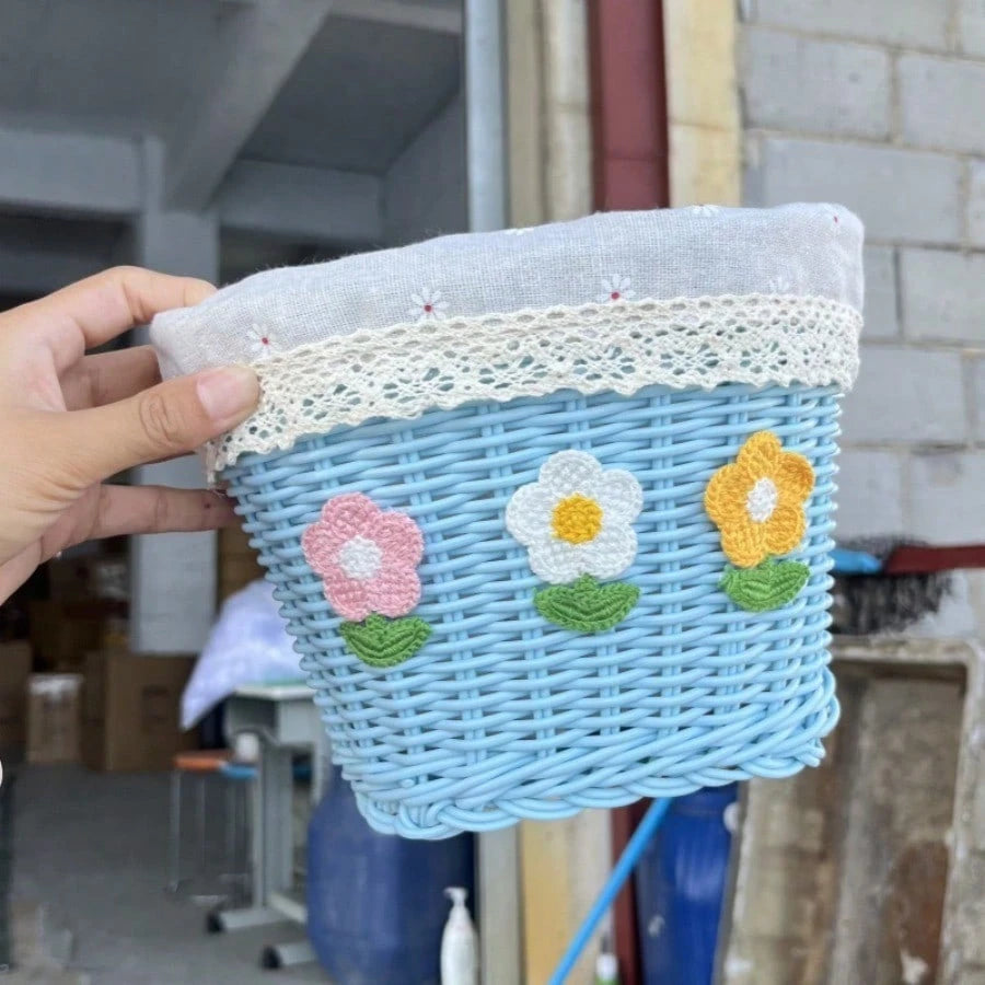 Bicycle Storage Basket- Cute Duo Basket- Large Capacity Bicycle Front Car Woven Basket- Unique Shape, Strong Material, Firm Bottom- Suitable For Bicycle Mountain Bike Front Car Basket Accessories