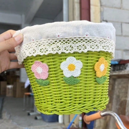 Bicycle Storage Basket- Cute Duo Basket- Large Capacity Bicycle Front Car Woven Basket- Unique Shape, Strong Material, Firm Bottom- Suitable For Bicycle Mountain Bike Front Car Basket Accessories
