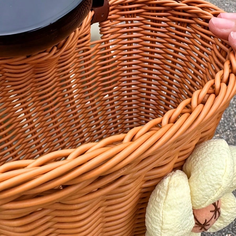 Bicycle Storage Basket- Cute Duo Basket- Large Capacity Bicycle Front Car Woven Basket- Unique Shape, Strong Material, Firm Bottom- Suitable For Bicycle Mountain Bike Front Car Basket Accessories