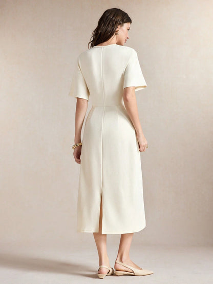 BizChic Ruched Waist Dress, Vintage French Elegant Business Formal Vacation Style Countryside Style Slouchy Commute Date Daily Vacation Office Versatile Summer Autumn Halloween Back To School Party Bi