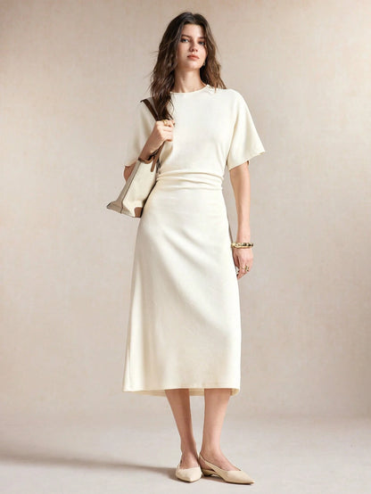 BizChic Ruched Waist Dress, Vintage French Elegant Business Formal Vacation Style Countryside Style Slouchy Commute Date Daily Vacation Office Versatile Summer Autumn Halloween Back To School Party Bi