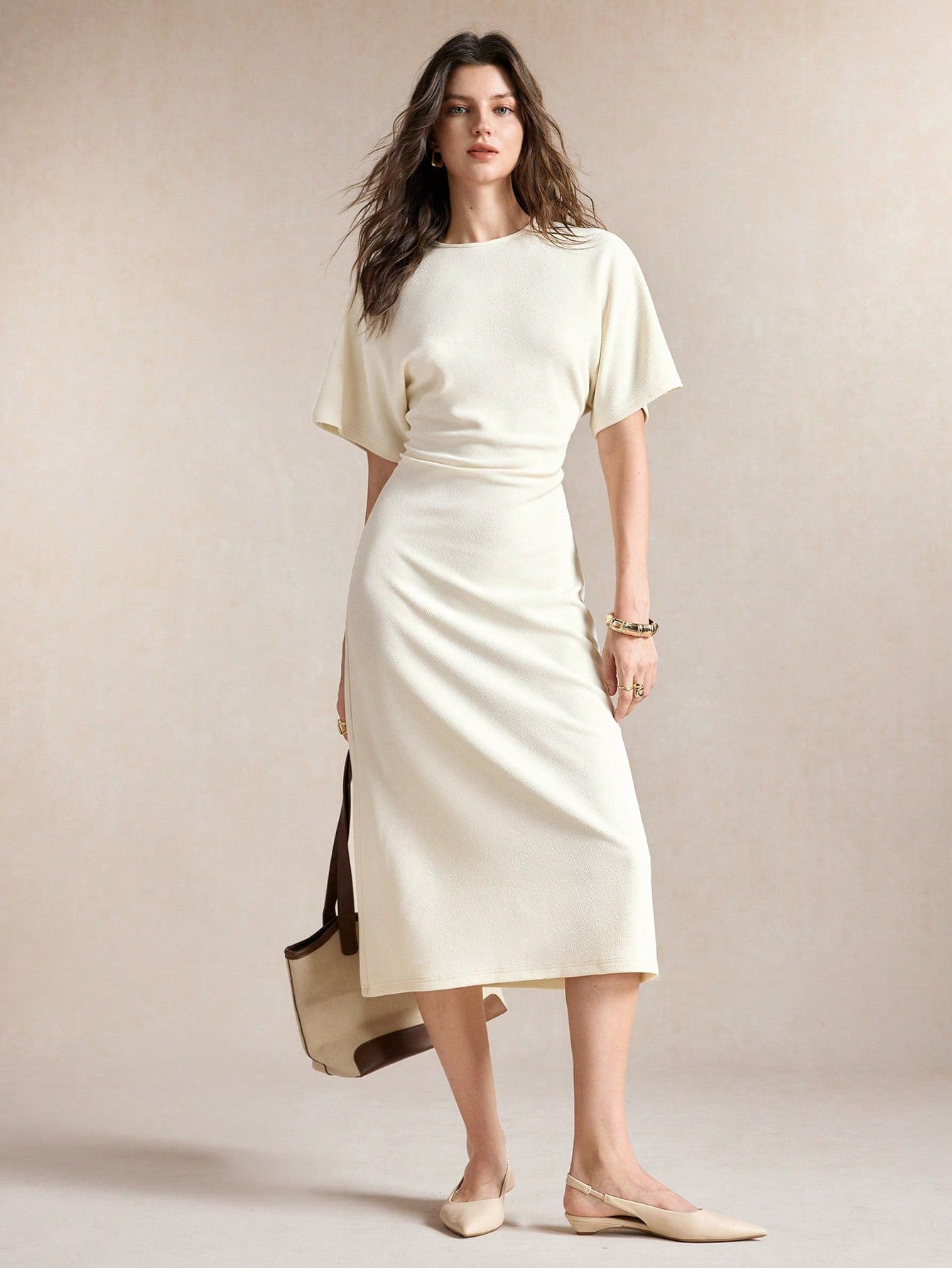 BizChic Ruched Waist Dress, Vintage French Elegant Business Formal Vacation Style Countryside Style Slouchy Commute Date Daily Vacation Office Versatile Summer Autumn Halloween Back To School Party Bi