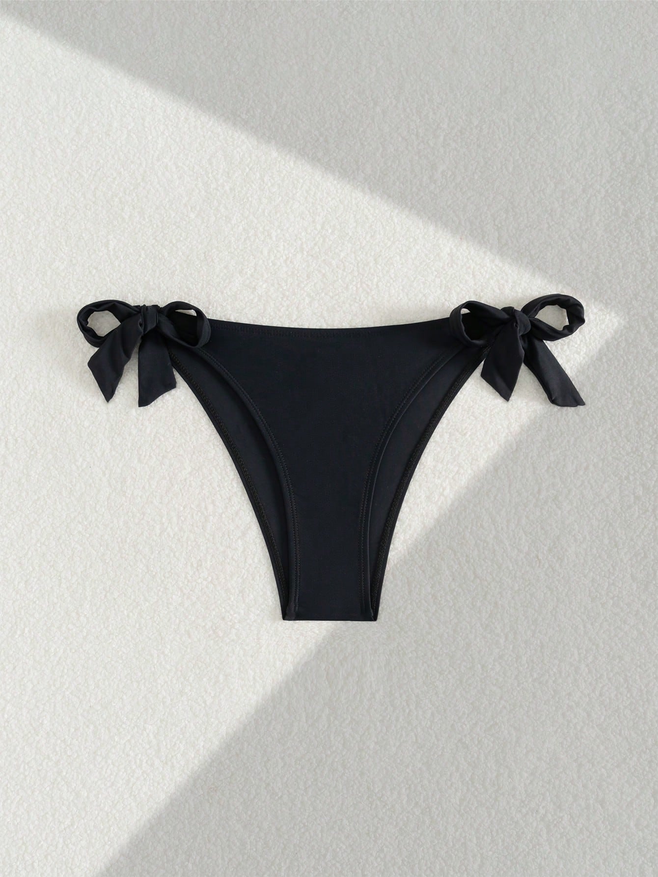 Black Basic Side Tie Bikini Bottom, Suitable For Graduation, Independence Day, Valentine's Day, Music Festivals, Fashion Vacation Beach Summer