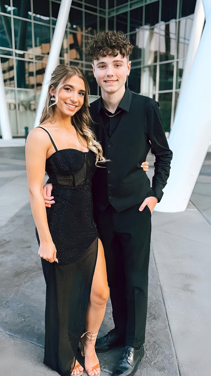 Black Senior Prom Dresses Sequin Party Gown, AST1513