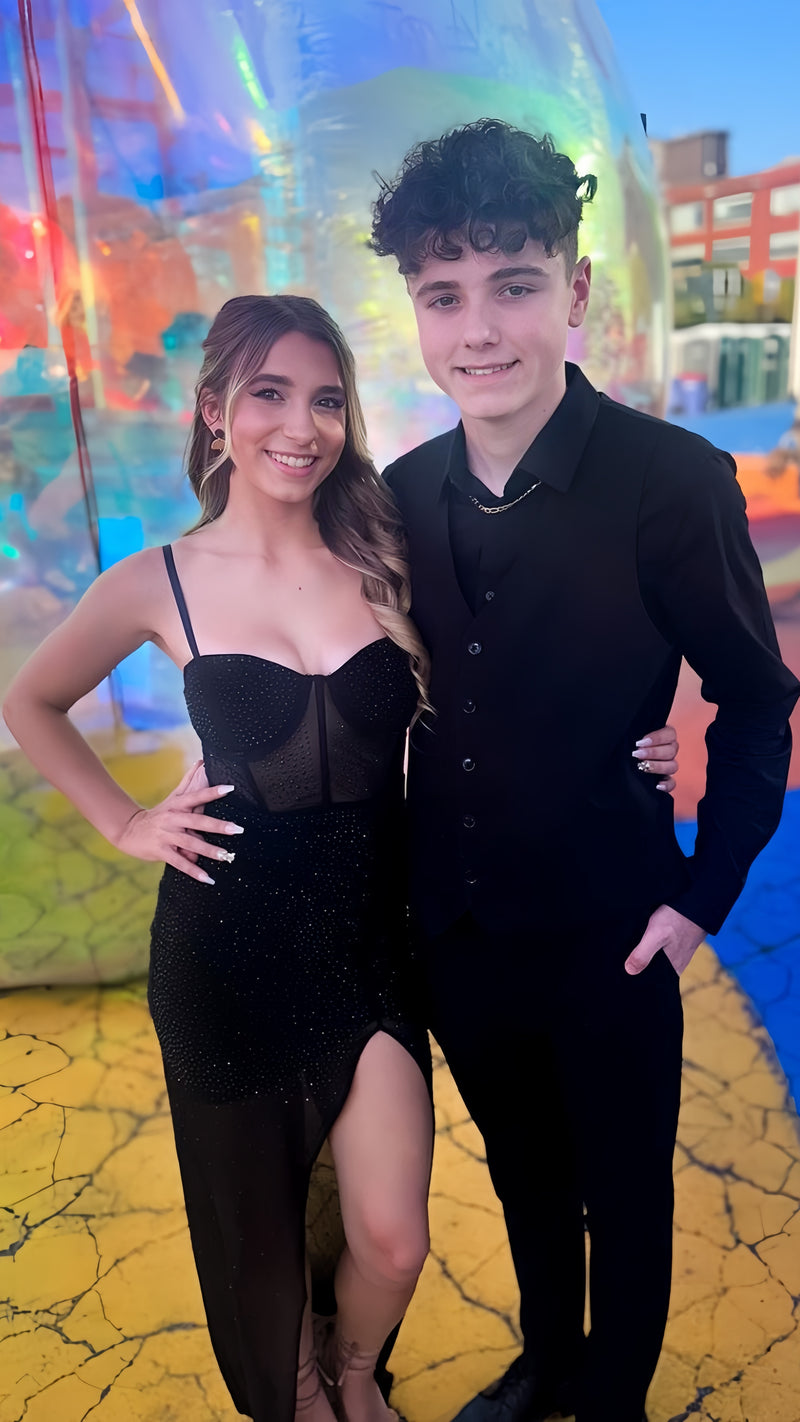 Black Senior Prom Dresses Sequin Party Gown, AST1513