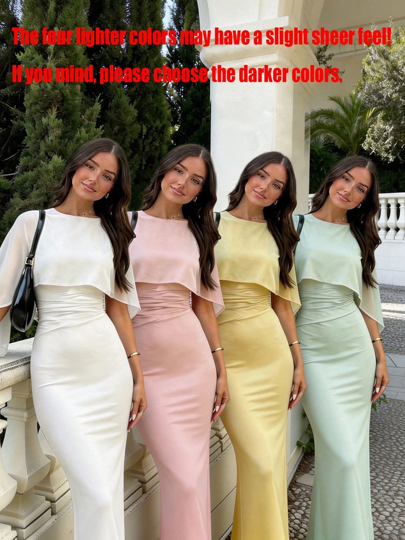 Blue Romantic Elegant Fashion Poncho Design Women's Black Chiffon Beaded Asymmetrical Knit Ruched Bodycon Maxi Dress, Rear Teardrop Button Closure Summer, Wedding Guest, Cocktail Party
