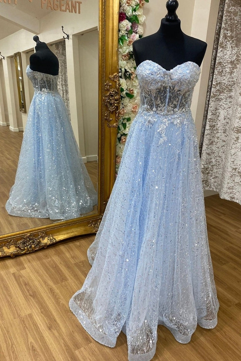 Blue Sweetheart A-line Long Formal Dress