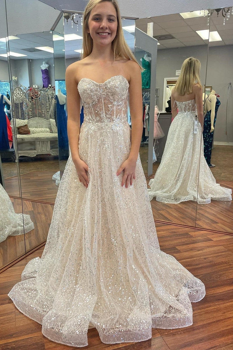 Blue Sweetheart A-line Long Formal Dress
