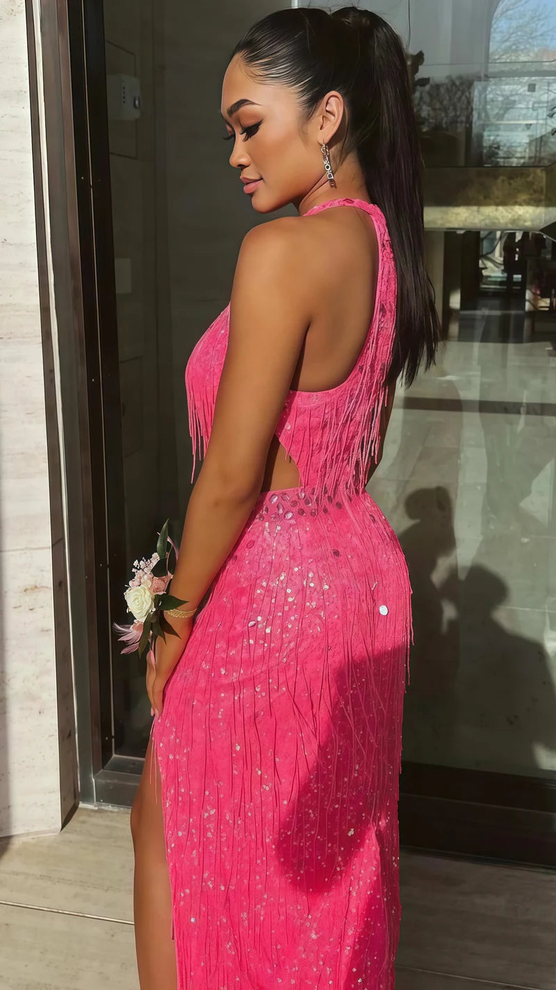 Bodycon Sequin Prom Dress, Deep V-Neck Evening Party Dress,AST1627