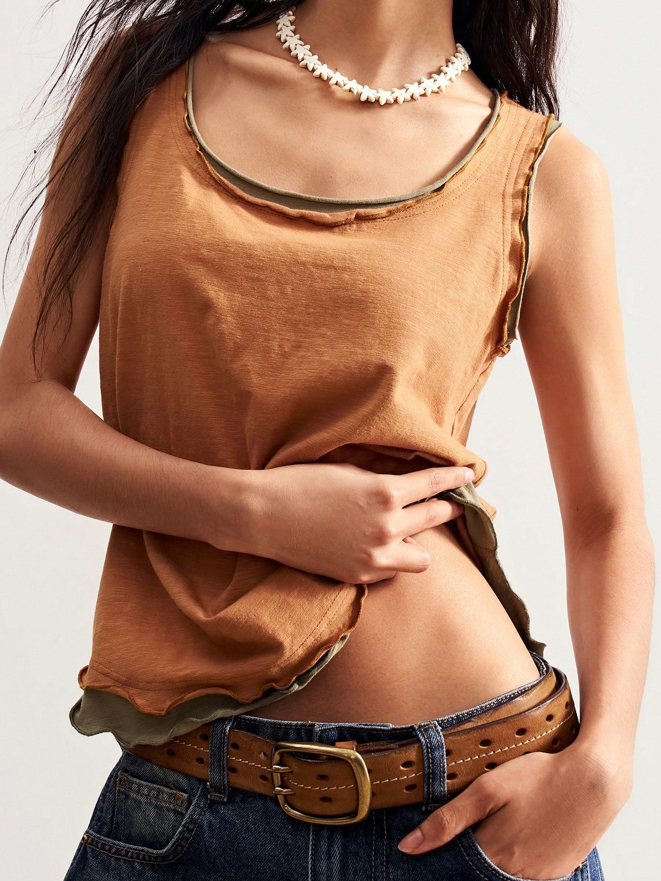 Bohemela Plus Size Casual Contrast Color Sleeveless Top, Loose Fit, Going Out Tops