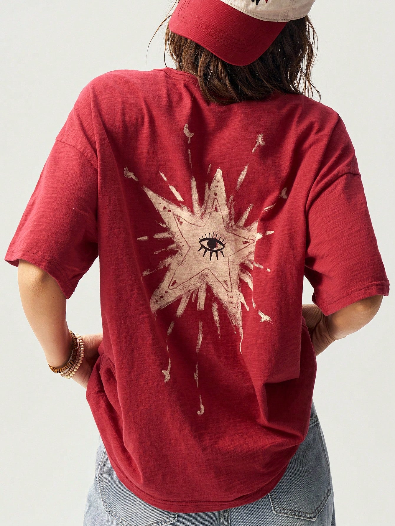Bohemela Plus Size Summer Casual Star Print Short Sleeve T-Shirt Star Tshirt