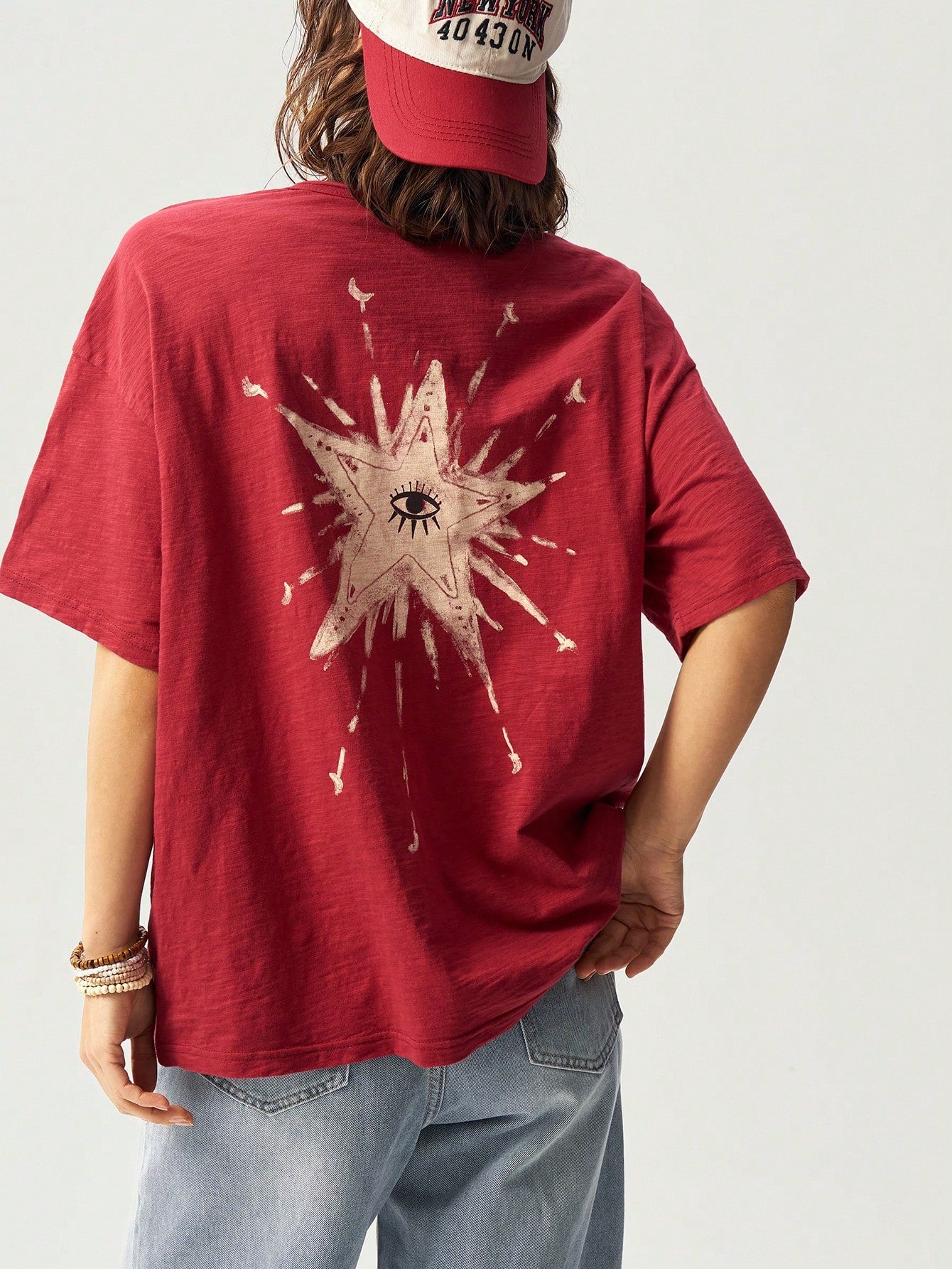 Bohemela Plus Size Summer Casual Star Print Short Sleeve T-Shirt Star Tshirt