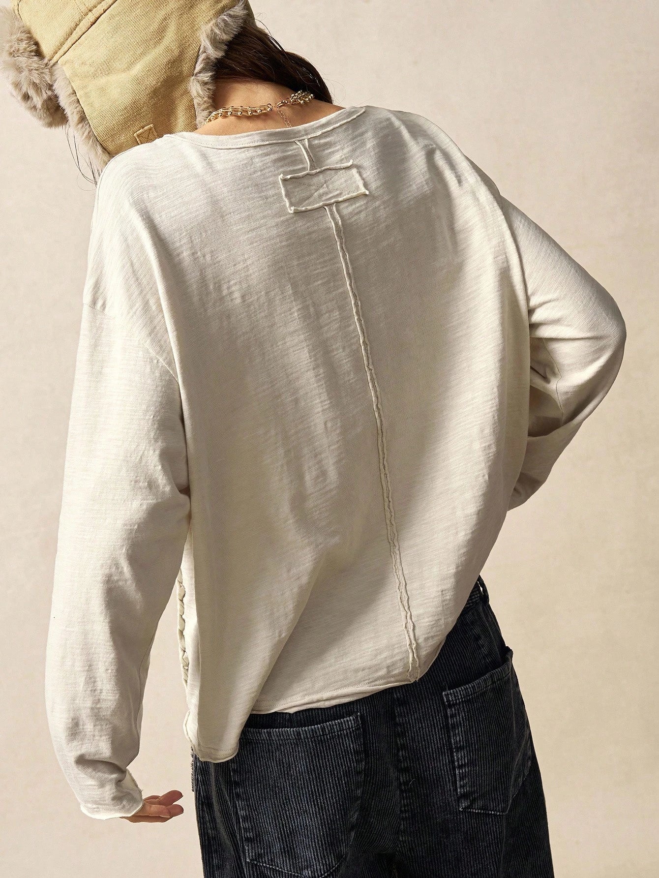 Bohemela Plus Size Women Casual Dropped Shoulder Long Sleeve T-Shirt Fall