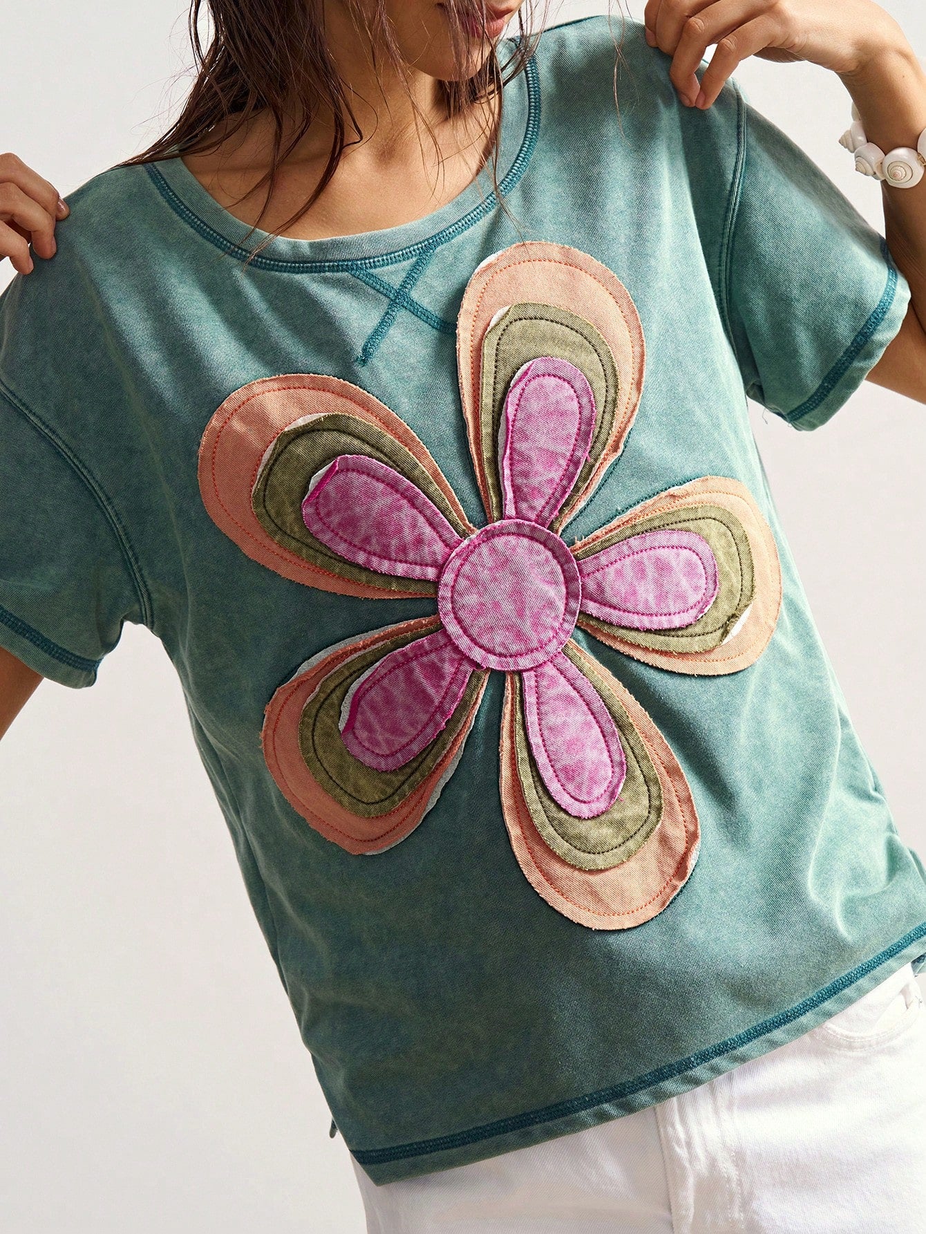 Bohemela Plus Size Women Casual Loose Round Neck Short Sleeve T-Shirt, Summer