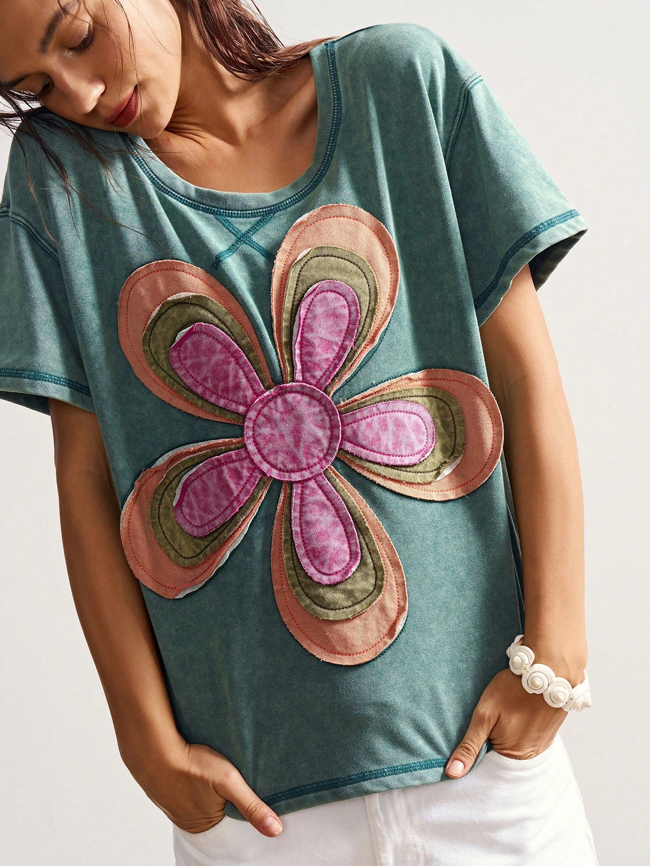 Bohemela Plus Size Women Casual Loose Round Neck Short Sleeve T-Shirt, Summer