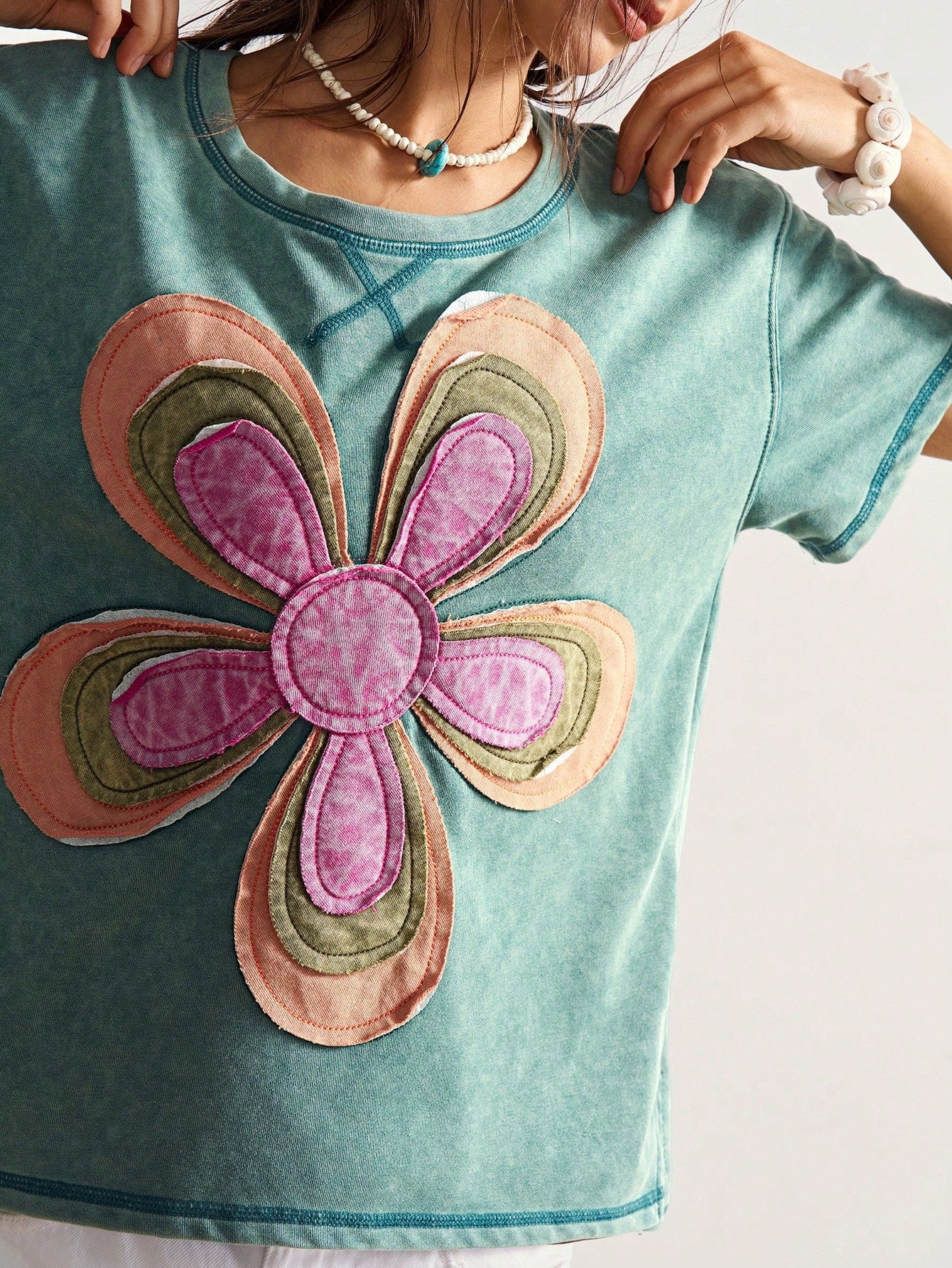 Bohemela Plus Size Women Casual Loose Round Neck Short Sleeve T-Shirt, Summer