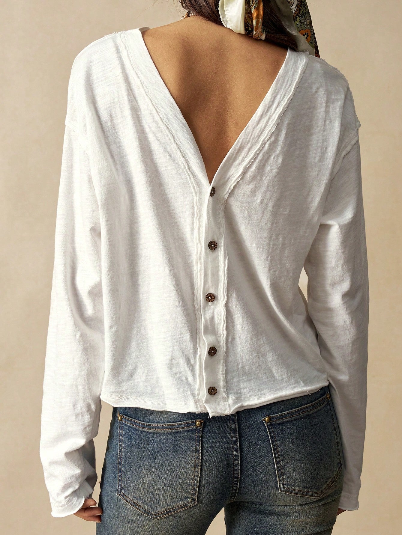 Bohemela Plus Size Women's Textured Vacation Single-Breasted Long Sleeve T-Shirt, Versatile Styling Wedding Gym White Autumn Streetwear Fall
