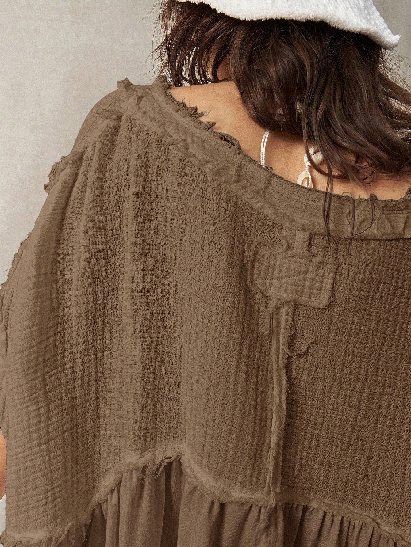 Bohemela Plus Size Women Splicing Batwing Sleeve Casual Vacation Top,Vintage Brown Top Women Coffee Brown Top Earthy Tops Earthy Clothes Women