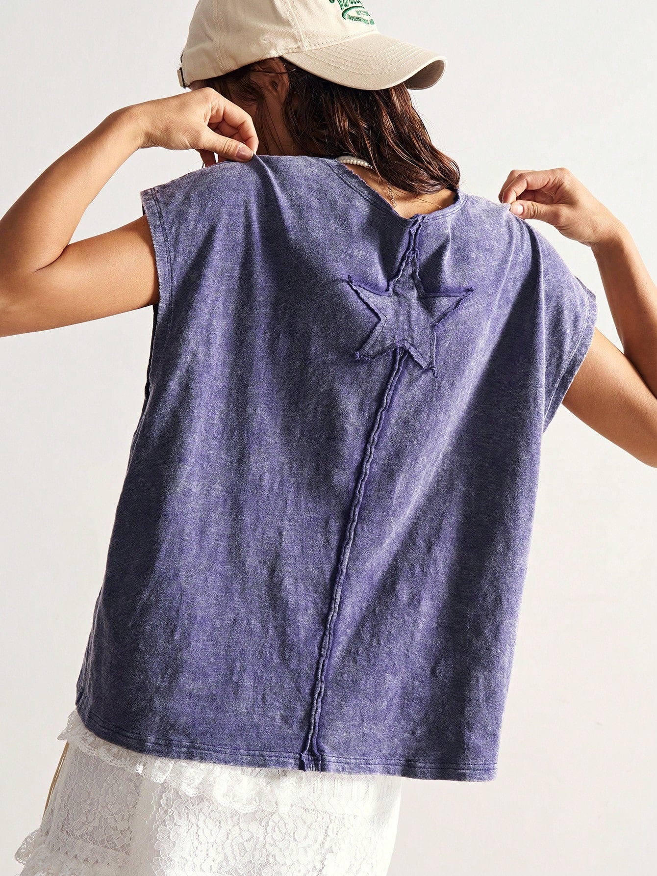 Bohemela Plus Size Women Summer Casual Fashionable Street Chic Daily Commute Beach Bussines Star Print Batwing Loose T-Shirt Dark Purple