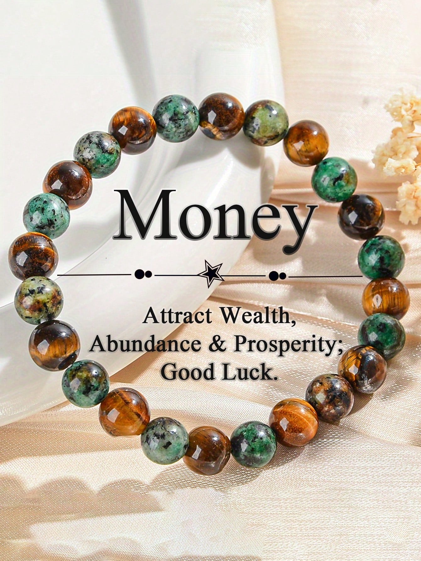 Bohemian Style Attract Money Bracelet- African Turquoise & Tiger Eye, Abundance And Prosperity, Courage, Focus, Luck & Success Jewelry For Men Women