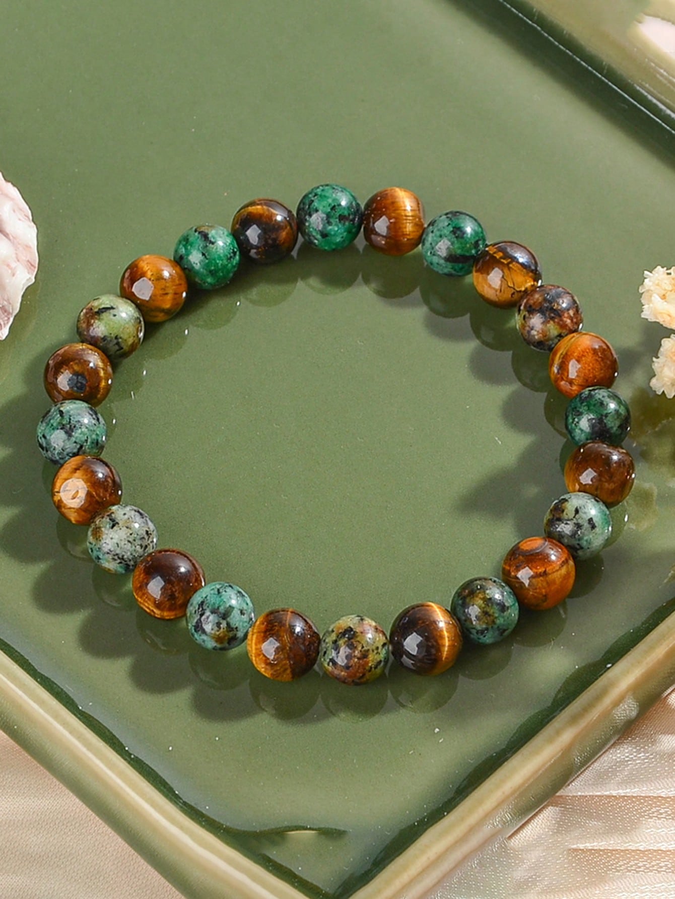 Bohemian Style Attract Money Bracelet- African Turquoise & Tiger Eye, Abundance And Prosperity, Courage, Focus, Luck & Success Jewelry For Men Women