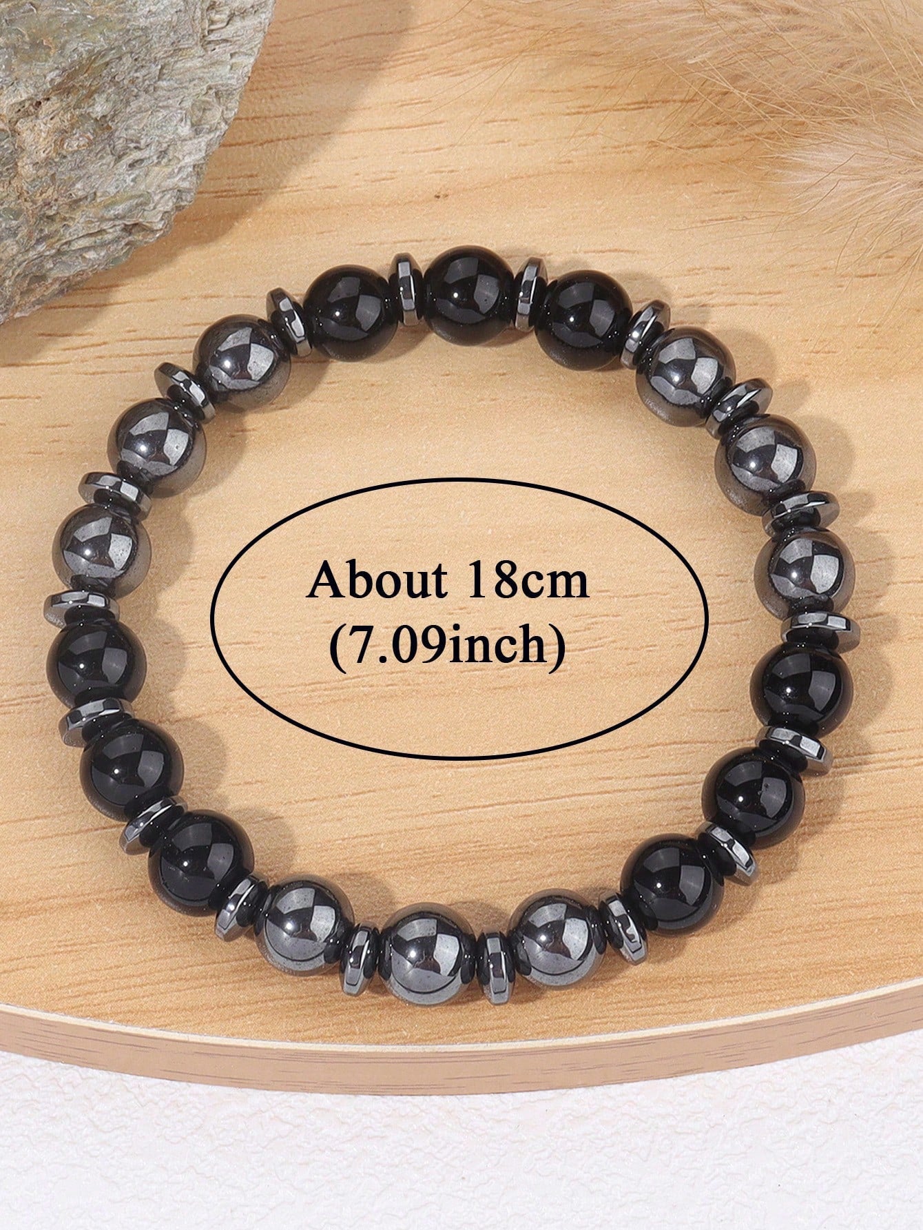 Boho Style Men's Protection Bracelet Hematite & Tourmaline, Strength, Courage, Confidence, Absorb Negative Energy, Crystal Healing Stacking Jewelry