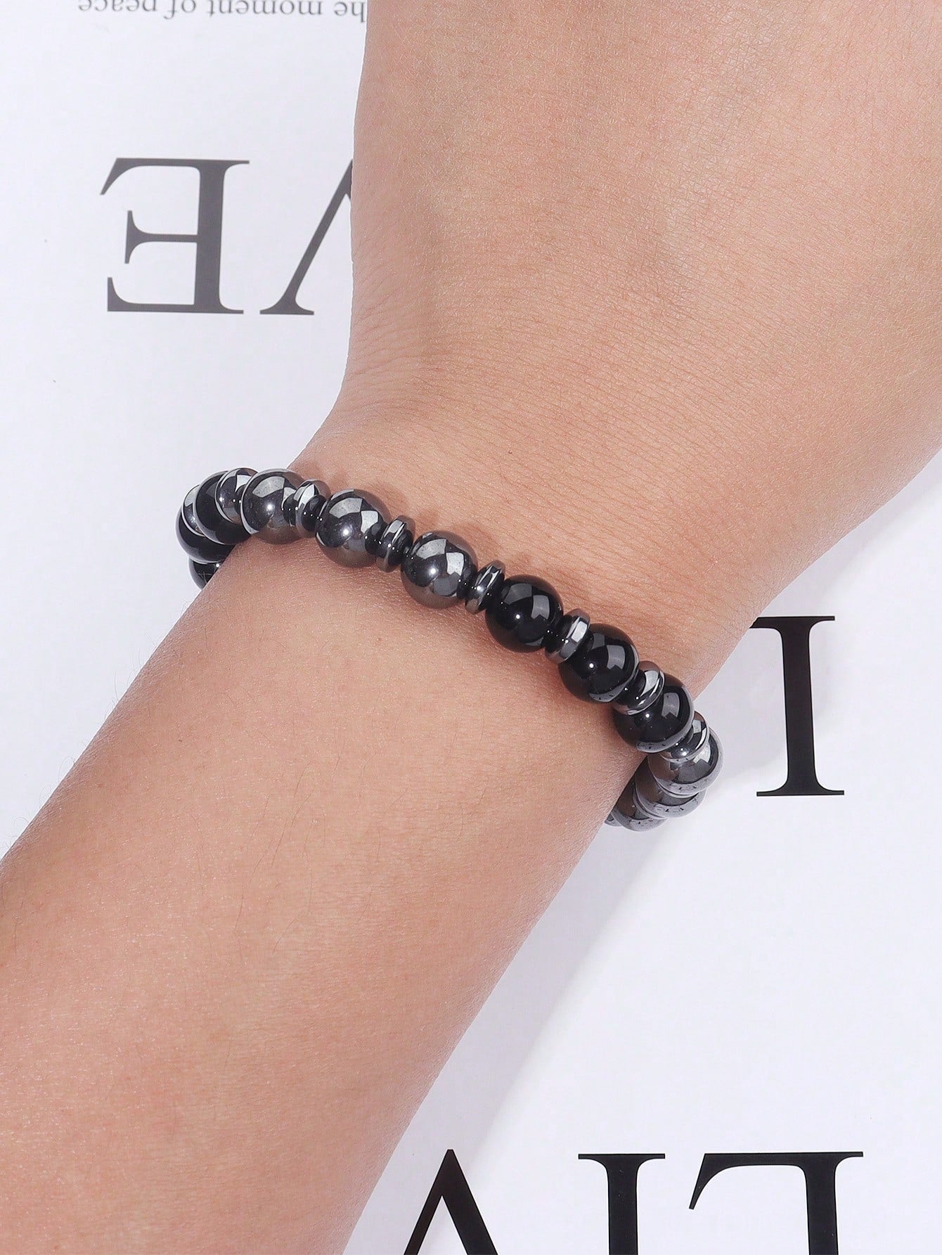 Boho Style Men's Protection Bracelet Hematite & Tourmaline, Strength, Courage, Confidence, Absorb Negative Energy, Crystal Healing Stacking Jewelry