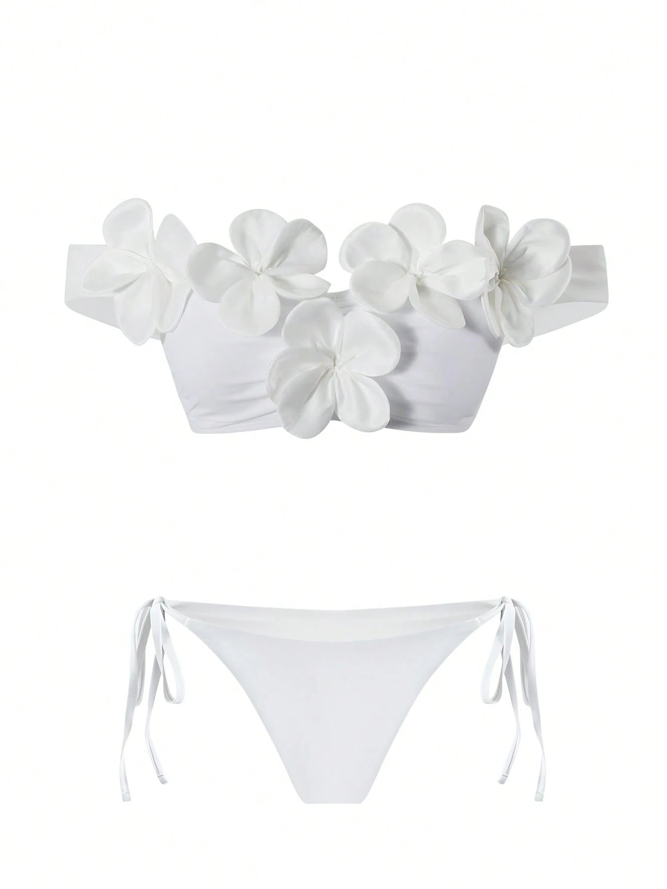 Bonvoyette New Women's White Bikini Set For Beach Pool Party Vacation Holiday, Halter Casual Elegant Swimwear For Beach Date, Spring/Summer