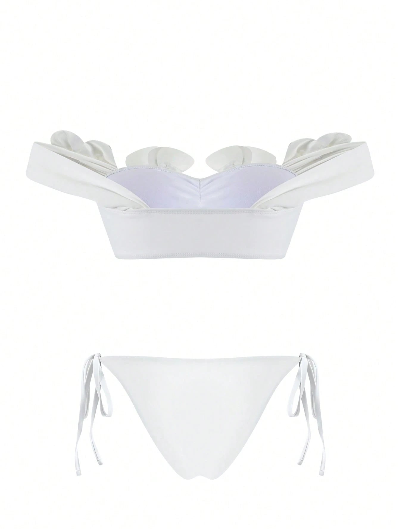Bonvoyette New Women's White Bikini Set For Beach Pool Party Vacation Holiday, Halter Casual Elegant Swimwear For Beach Date, Spring/Summer