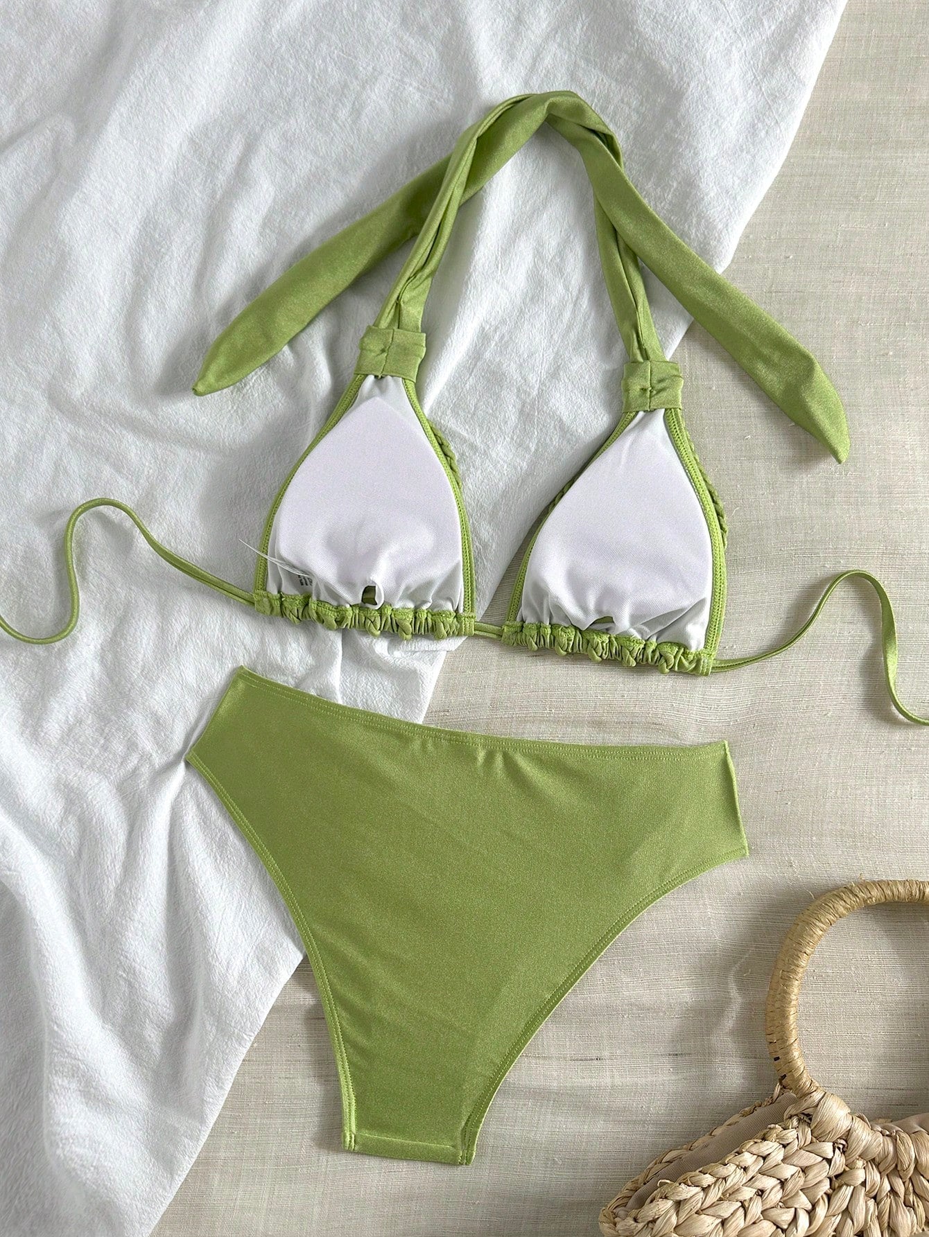 Bonvoyette Women's Elegant Casual Vacation Halter Bikini Set, Handmade Rope Island Pool Party Swimwear