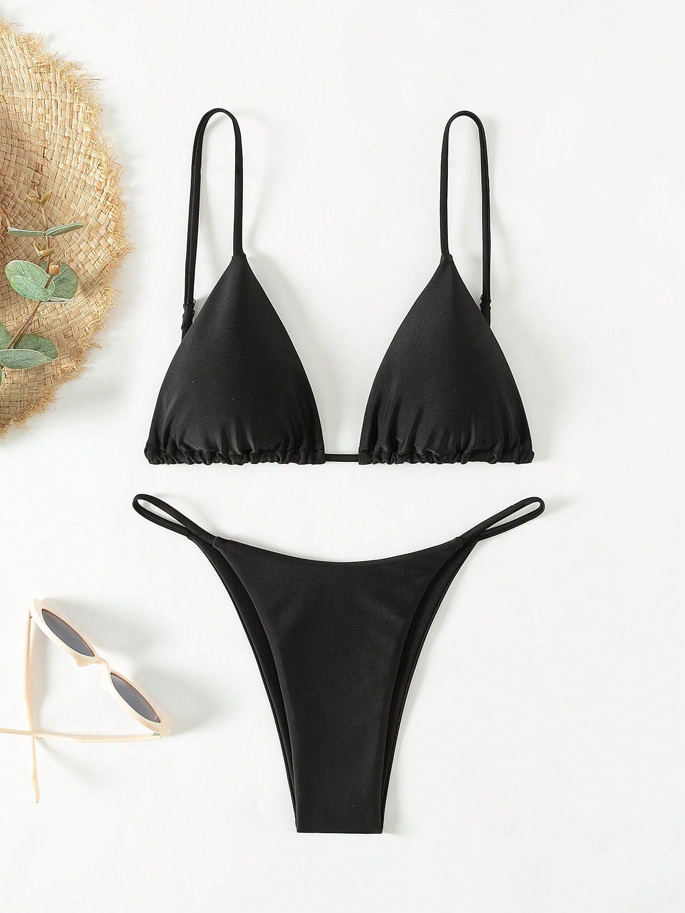 Bonvoyette Women's Solid Color Sexy Bikini Swimsuit Set, Summer Beach
