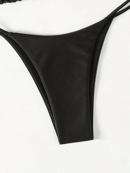 Bonvoyette Women's Solid Color Sexy Bikini Swimsuit Set, Summer Beach