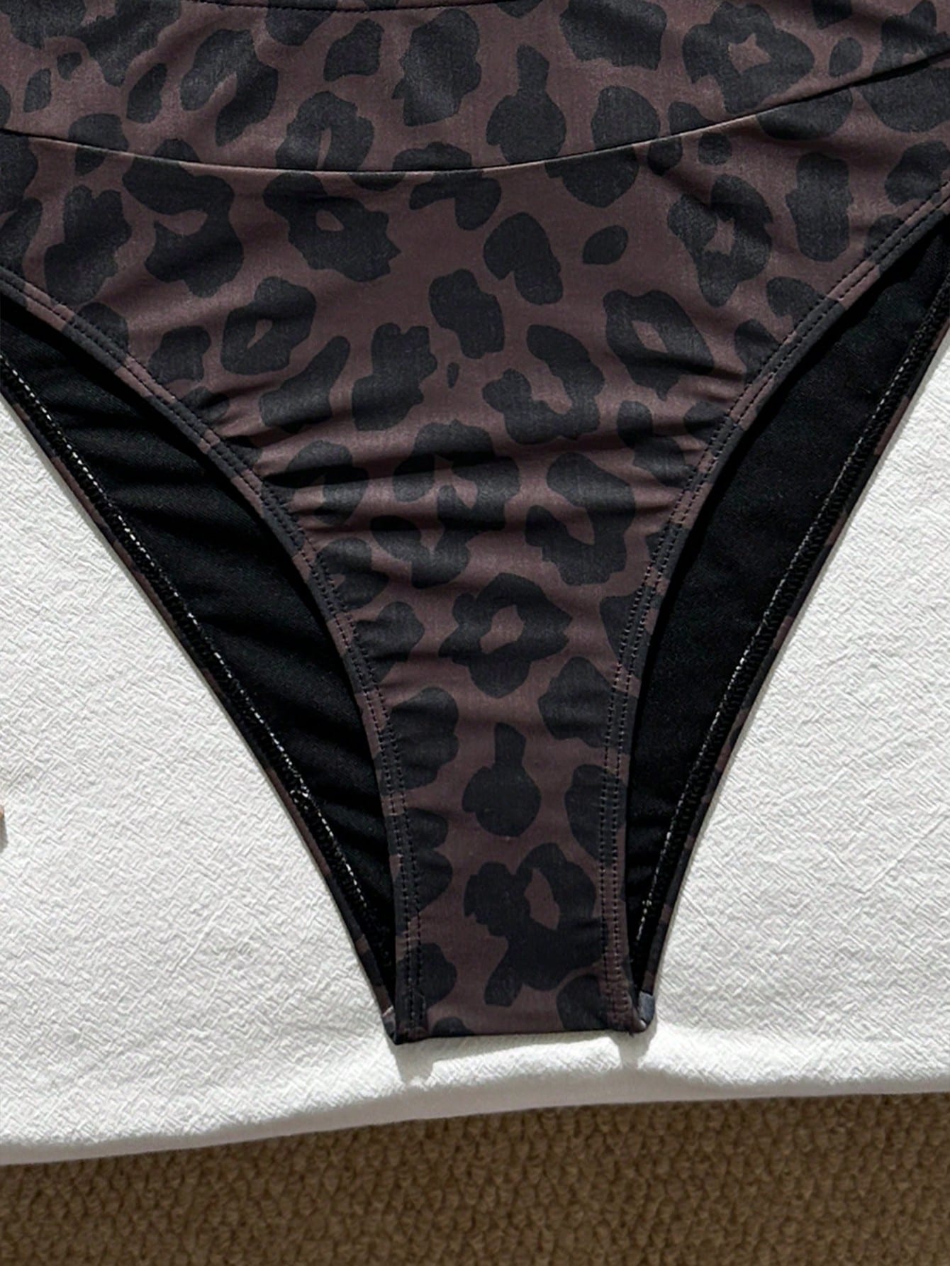Bonvoyette Women's Summer Brown Leopard Print Spaghetti Strap Sexy Bikini Swimsuit 2-Piece Set, Beach Vacation Swimwear